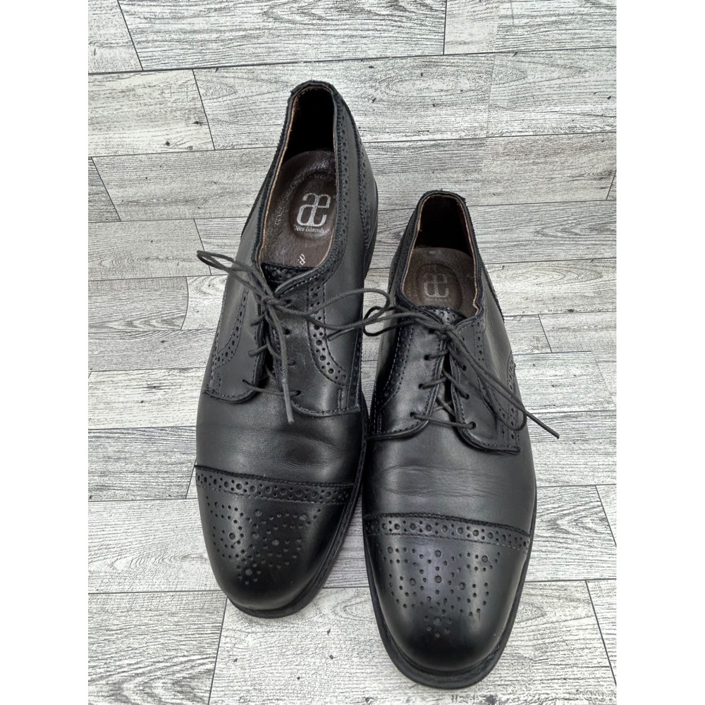 Allen Edmonds Men Black Leather Brogue Cap Toe Oxford Dress Shoes 5114 Sz 9.5D